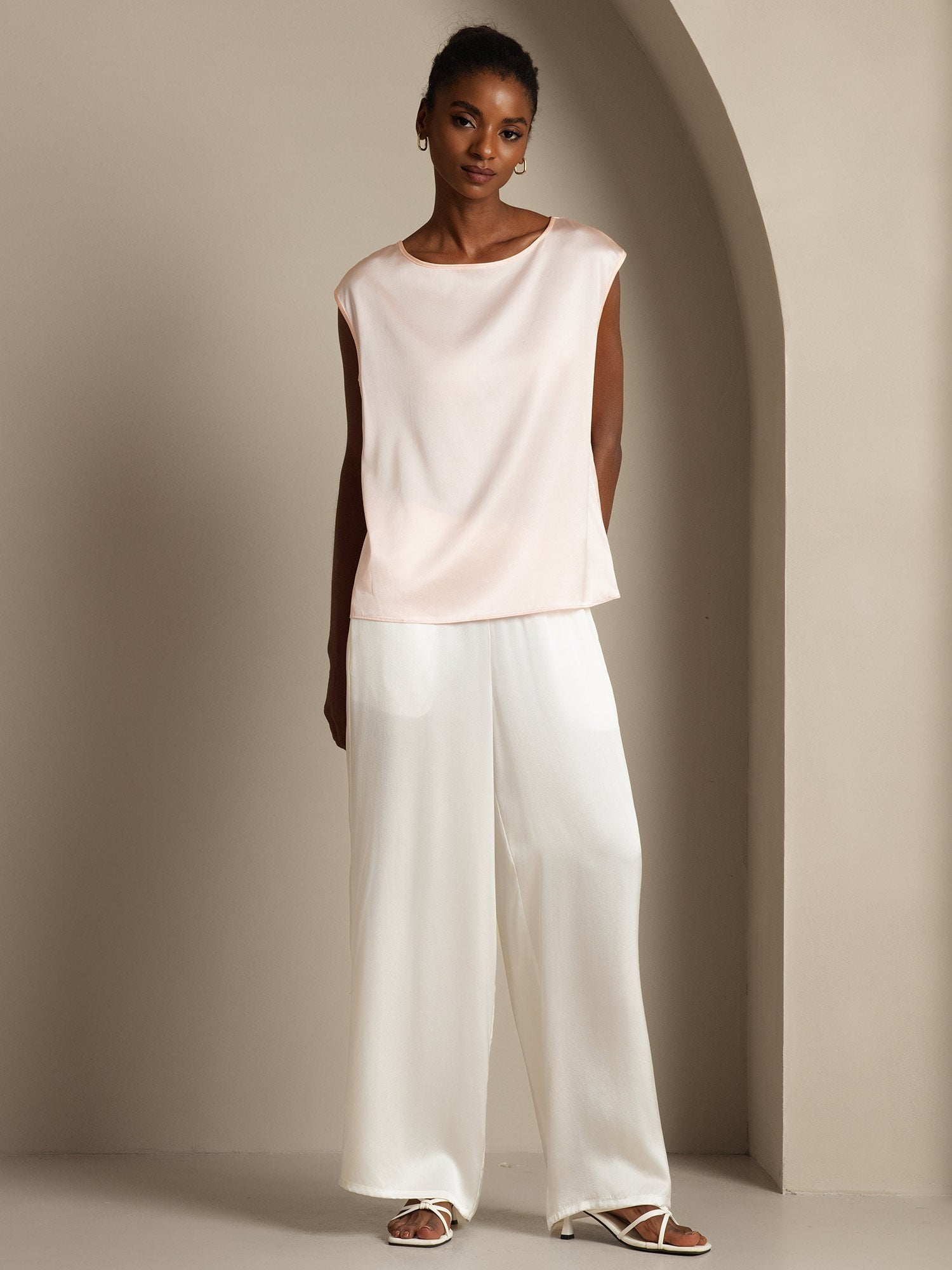 [Rosa] SilkSilky-DE 19Momme Seide Womens T-Shirt 005,