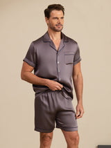 [Lilagrau] SilkSilky-DE Short Sleeve Notch-Kragen Herren Pyjamas 006