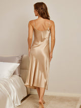 [Champagner] SilkSilky-DE Sleeveless V Neck Nachthemden 003