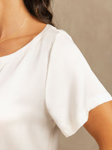 [Weiß] SilkSilky-DE 19Momme Kurzärmelig Damen Pyjamas 004