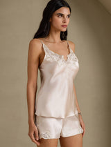 [Beige] SilkSilky-DE Sleeveless V Neck Camisole-Set 006