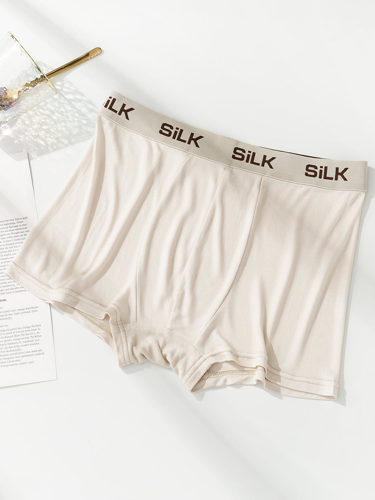 [Beige] SilkSilky-DE Reine Seide Mens Underwear 004