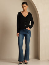 [Schwarz] SilkSilky-DE Long Sleeve Damen Cardigan 006