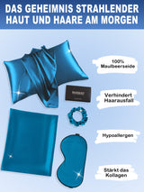 [König Blau] SilkSilky-DE 19Momme Reine Seide Pillowcase Set 002