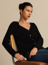 [Schwarz] SilkSilky-DE Long Sleeve Damen Cardigan 004