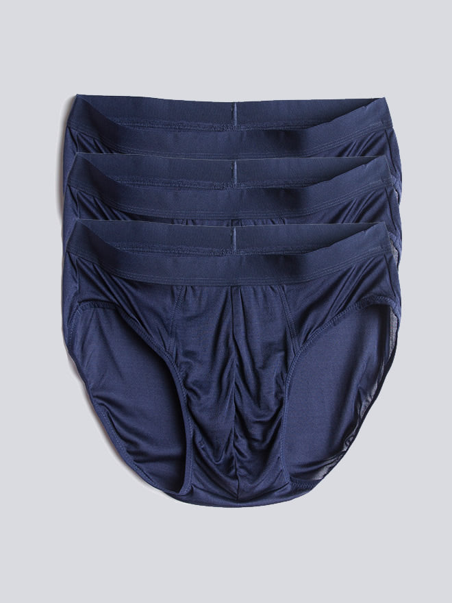 [Dunkelblau] SilkSilky-DE Reine Seide Mens Underwear 005