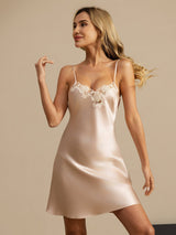 [Rosa] SilkSilky-DE Sleeveless V Neck Nachthemden 001