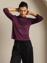 [Violett] SilkSilky-DE Reine Seide Womens T-Shirt 007