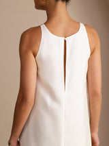 [Weiß] SilkSilky-DE Sleeveless Crew Neck Kleider 004