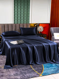 SilkSilky DE 25Momme Reine Seide Bedding Set Dunkelblau 002