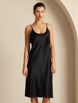 [Schwarz] SilkSilky-DE Sleeveless U Ausschnitt Kleider 004