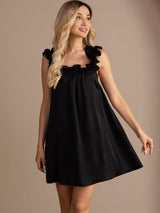 [Schwarz] SilkSilky-DE Sleeveless Square Neck Nachthemden 001