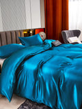 SilkSilky DE 22Momme Reine Seide Bedding Set KönigBlau 005