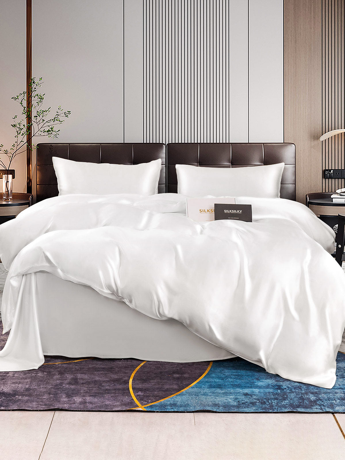 [Weiß] SilkSilky-DE 22Momme Reine Seide Bedding Set 001