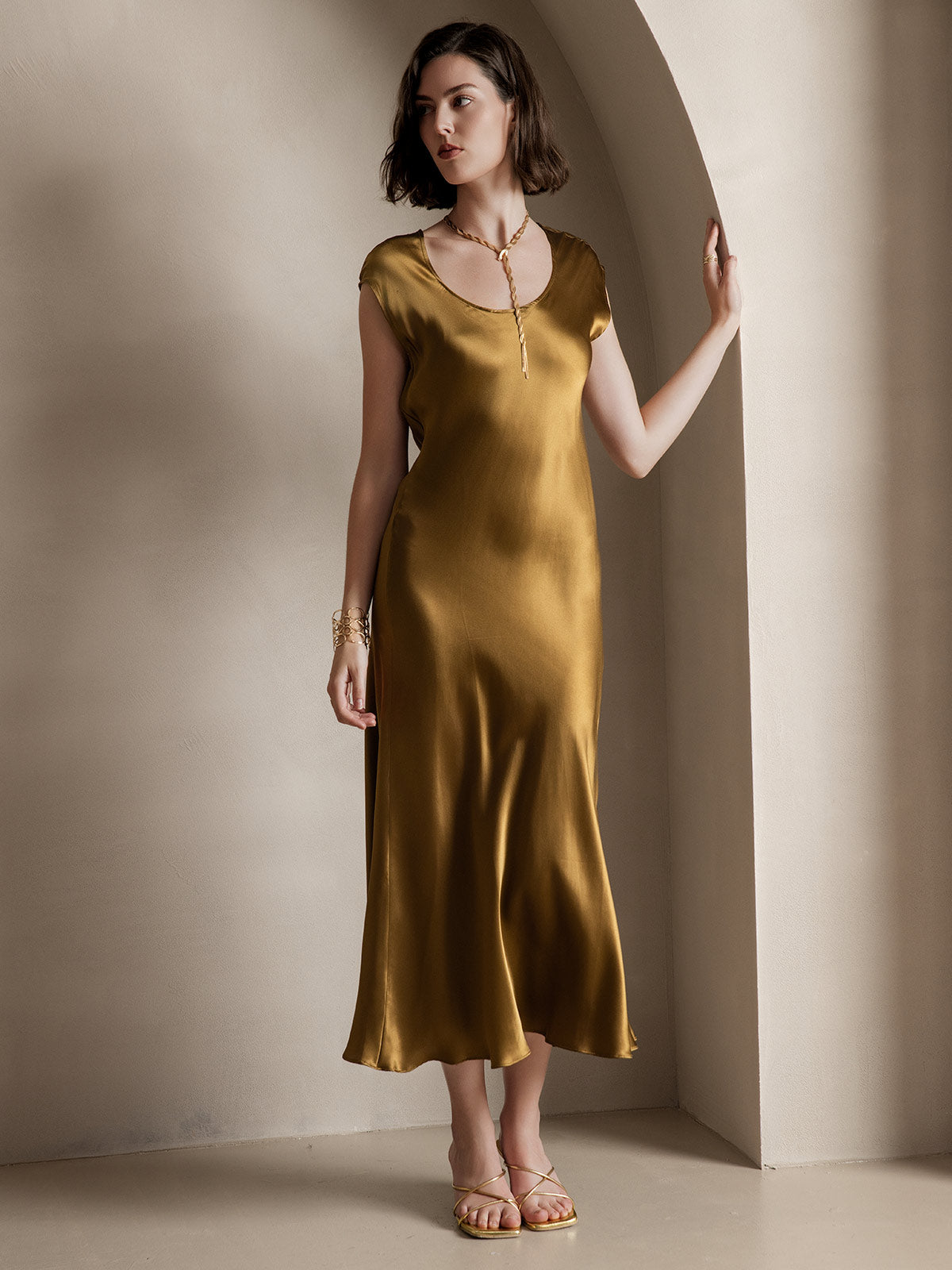 [Braun] SilkSilky-DE 19Momme Seide Dress 007
