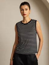 [Schwarzer Streifen] SilkSilky-DE Pure Silk Ärmellos Camisoles 001