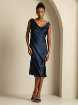 [Dunkelblau] SilkSilky-DE Sleeveless Cowl Neck Kleider 006