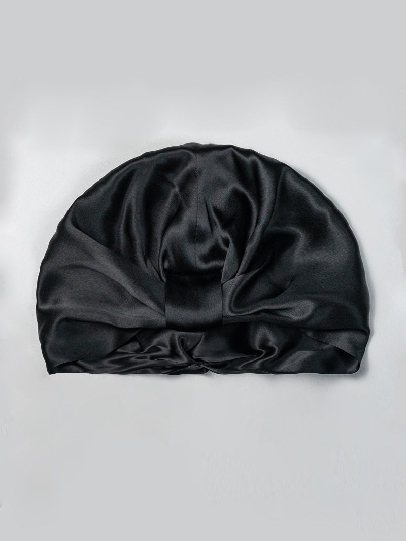 SilkSilky-DE Reine Seide Sleep Cap Schwarz 005