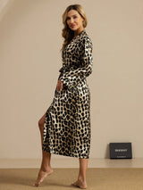 [Leopard] SilkSilky-DE Langärmelig Damen Morgenmantel 003