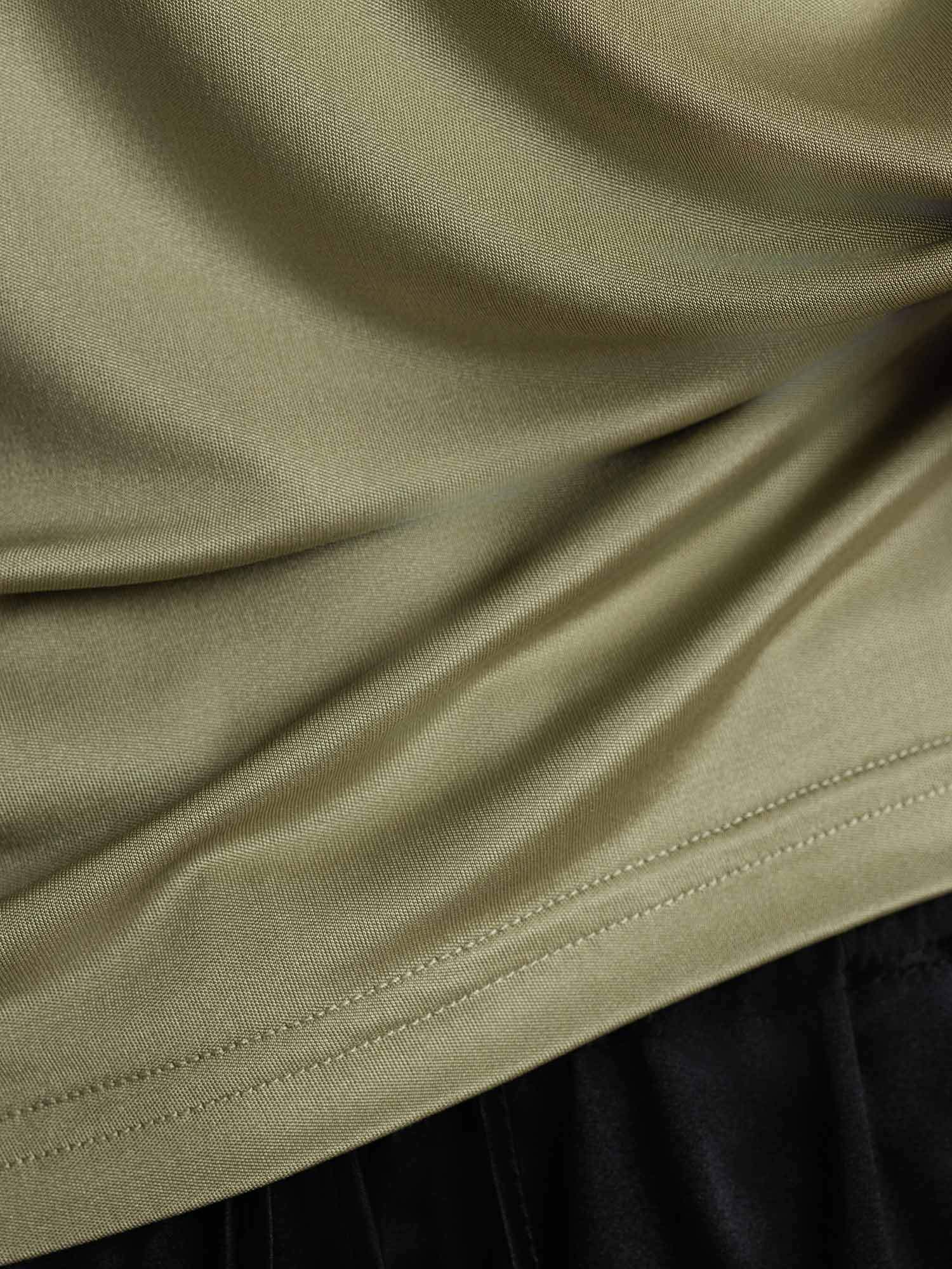 [Getrocknetes Kraut] SilkSilky-DE Reine Seide Umlegekragen T-Shirt 005