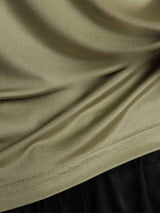 [Getrocknetes Kraut] SilkSilky-DE 100% Silk Jersey Short Sleeve Mock Neck T-Shirt 005
