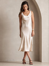 [Beige] SilkSilky-DE Sleeveless Kleider 001