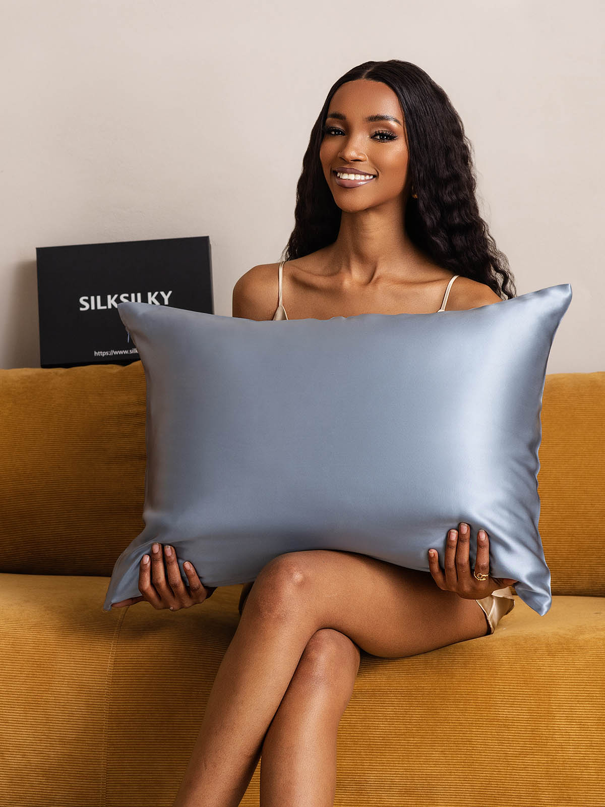 [Graublau] SilkSilky-DE 22Momme Reine Seide Pillowcase 003