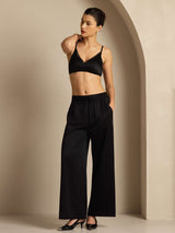[Schwarz] SilkSilky-DE 19Momme Womens Pants 001