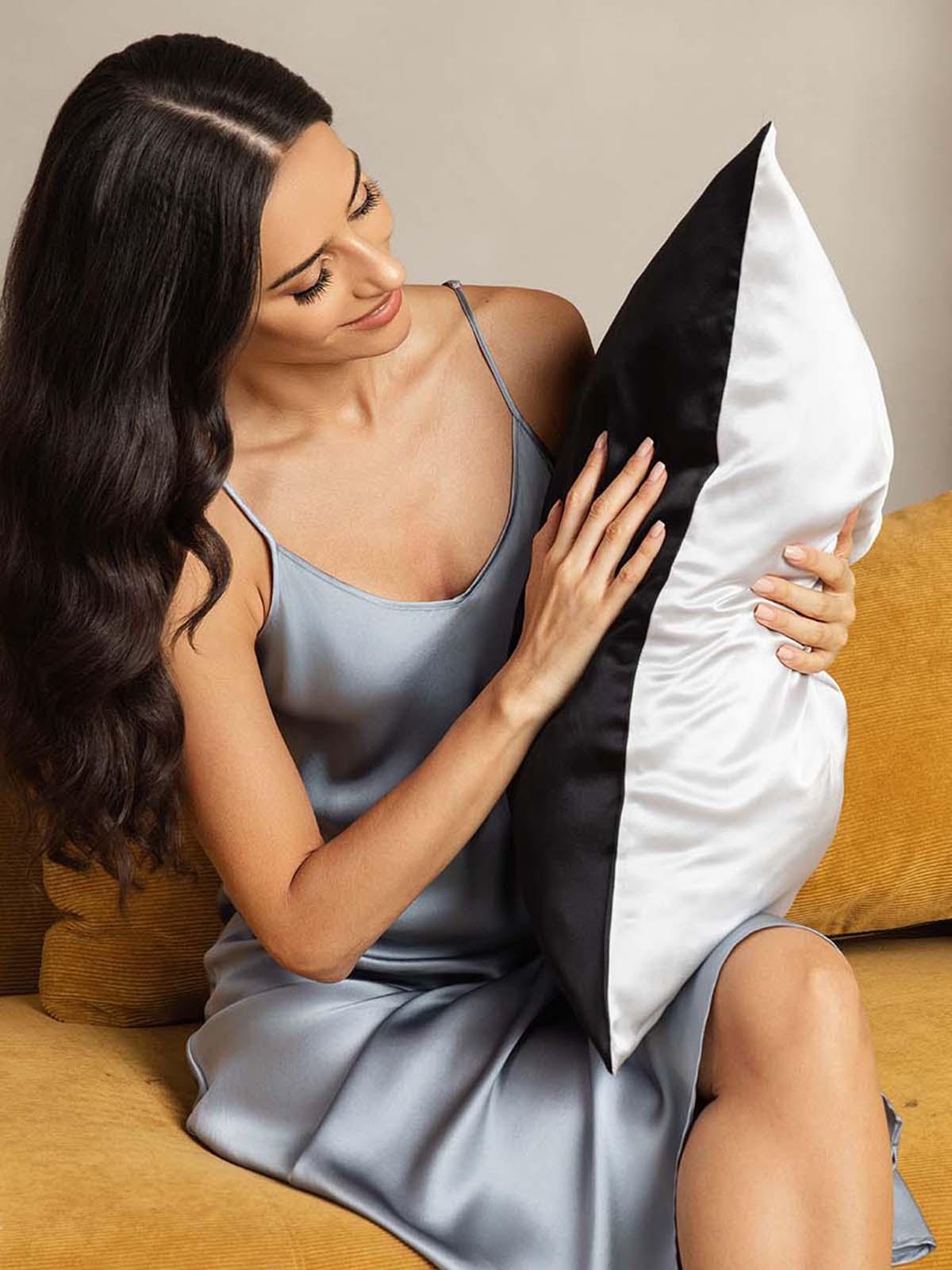 [Schwarz+Silber] SilkSilky-DE 22Momme Reine Seide Pillowcase 003