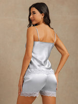 [Graublau] SilkSilky-DE Sleeveless V Neck Camisole-Set 002