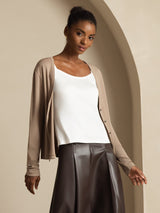 [Tan] SilkSilky-DE Long Sleeve Damen Cardigan 003