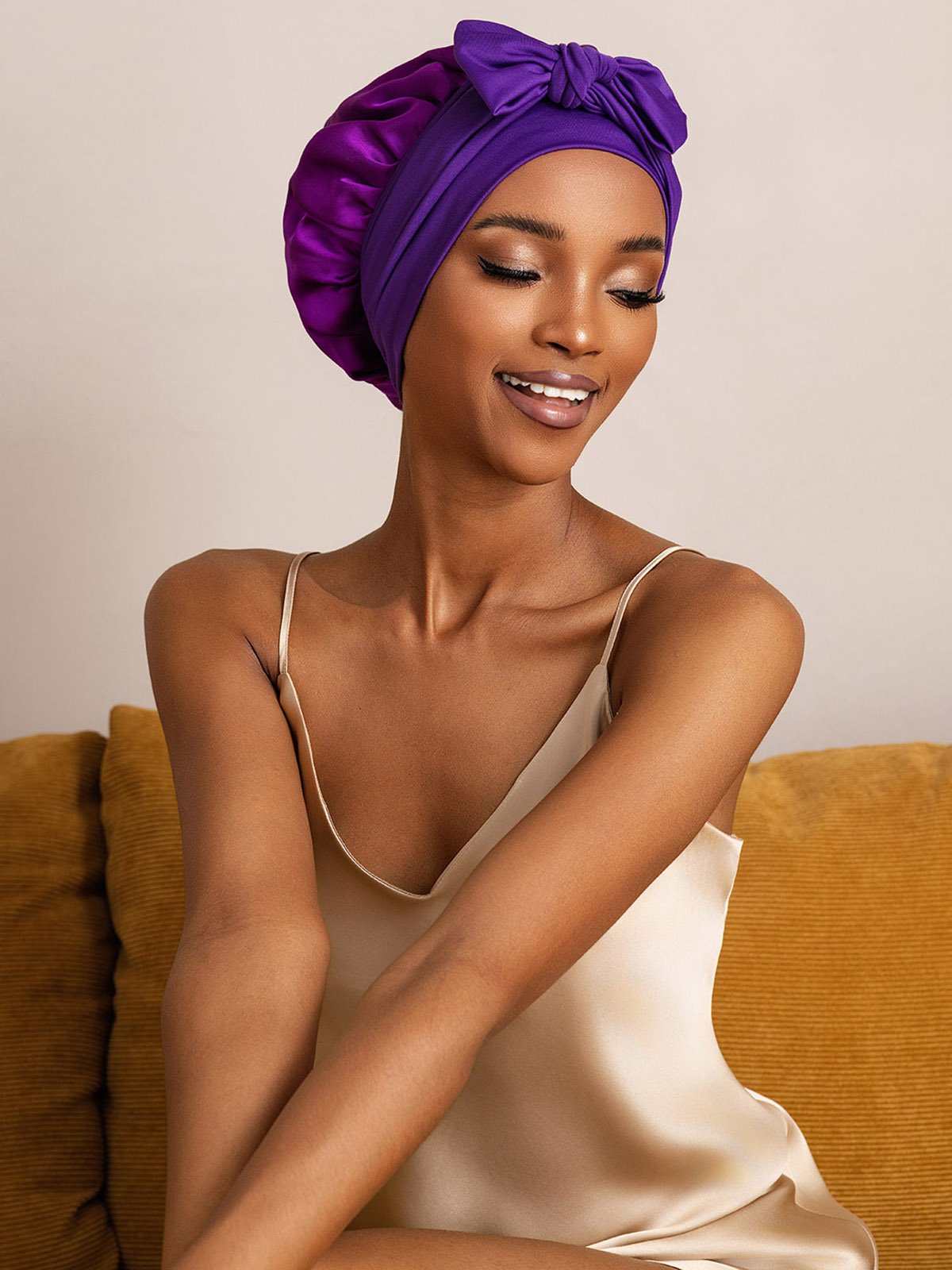 [Champagner] SilkSilky-DE Reine Seide Sleep Cap 003,