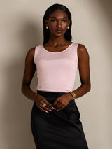 [Rosa] SilkSilky-DE Ärmellos Rundhalsausschnitt T-Shirt 004