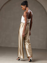 [Beige] SilkSilky-DE Spaghetti Strap V Neck Cami Top 004