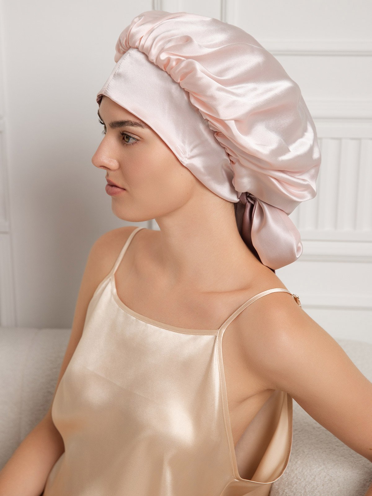 [Blasses Mauve] SilkSilky-DE Reine Seide Sleep Cap 008