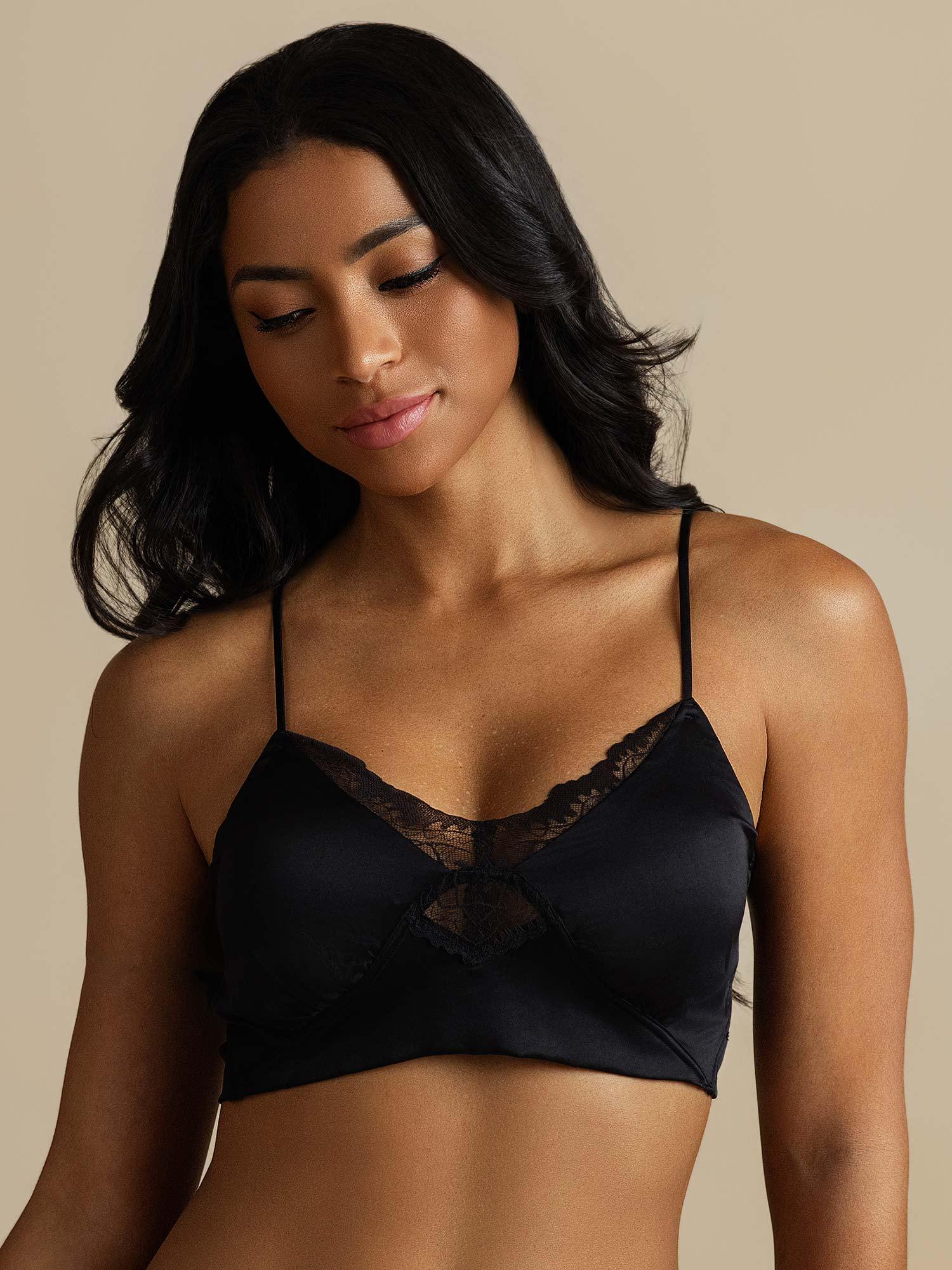 [Schwarz] SilkSilky-DE Reine Seide Bra 001