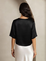 [Schwarz] SilkSilky-DE Half Sleeve T-Shirt 002
