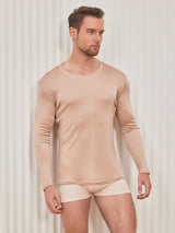 [Beige] SilkSilky-DE Long Sleeve Round Neck Herren T-Shirt 004