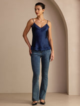 [Dunkelblau] SilkSilky-DE Spaghetti Strap V Neck Cami Top 006