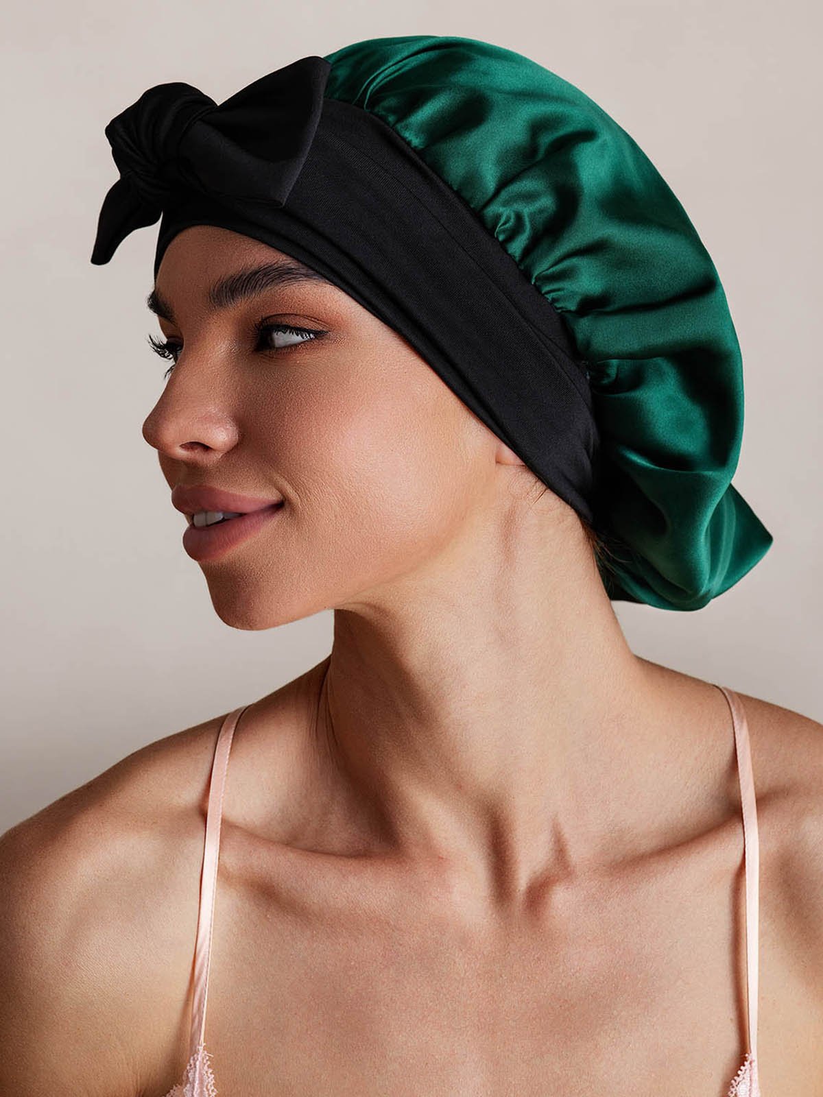 [Dunkelgrün] SilkSilky-DE Reine Seide Sleep Cap 002