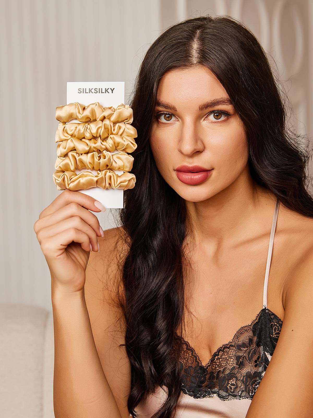 [Champagner] SilkSilky-DE 19Momme Reine Seide Scrunchie 001