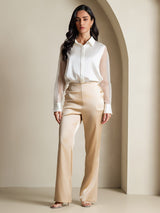 [Weiß] SilkSilky-DE Long Sleeve Lapel Collar Damenhemd 007