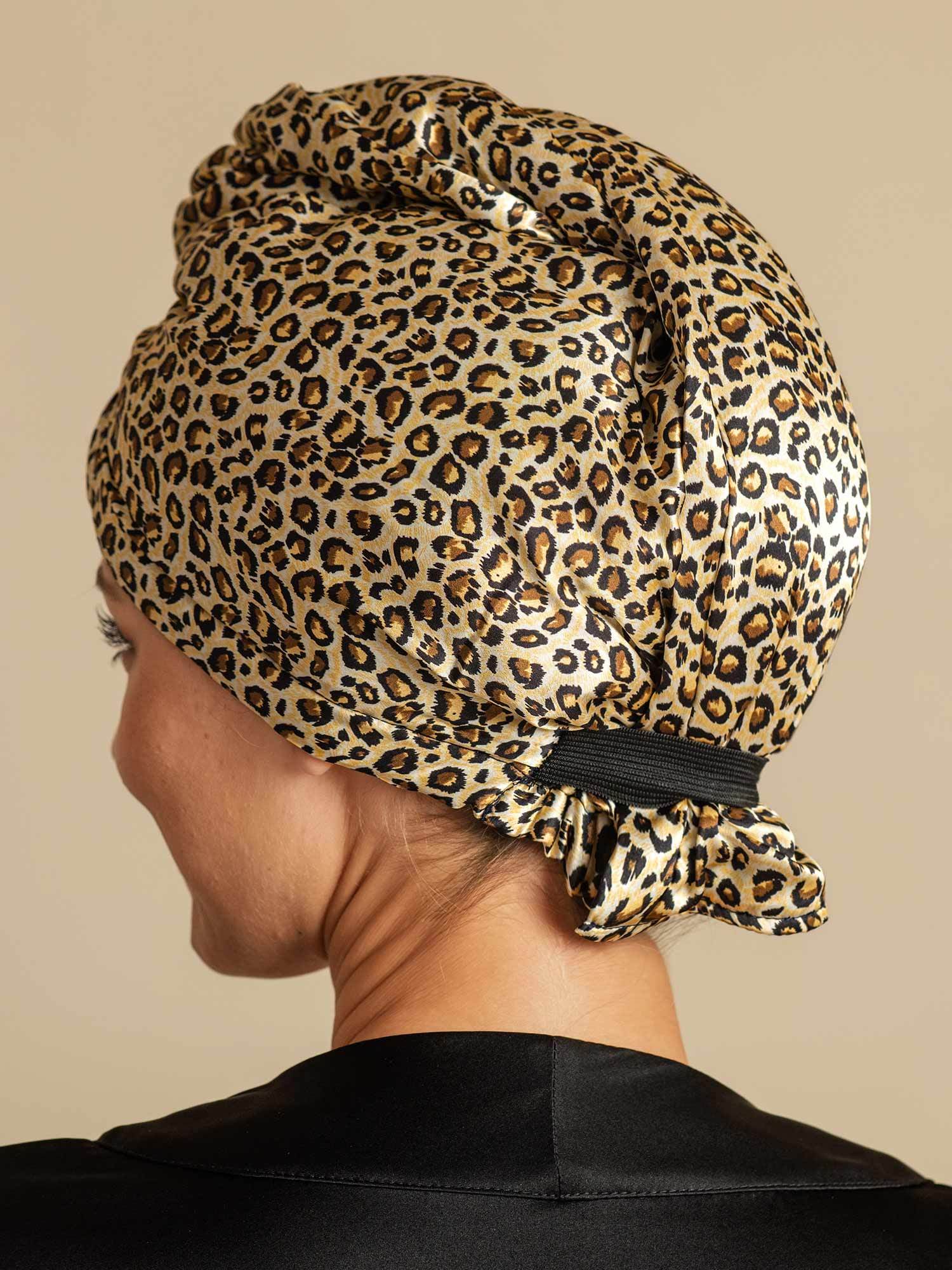[Leopard] SilkSilky-DE Reine Seide Hair Towel Wrap 006,