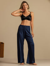 [Dunkelblau] SilkSilky-DE 19Momme Women's Sleep Pants 008