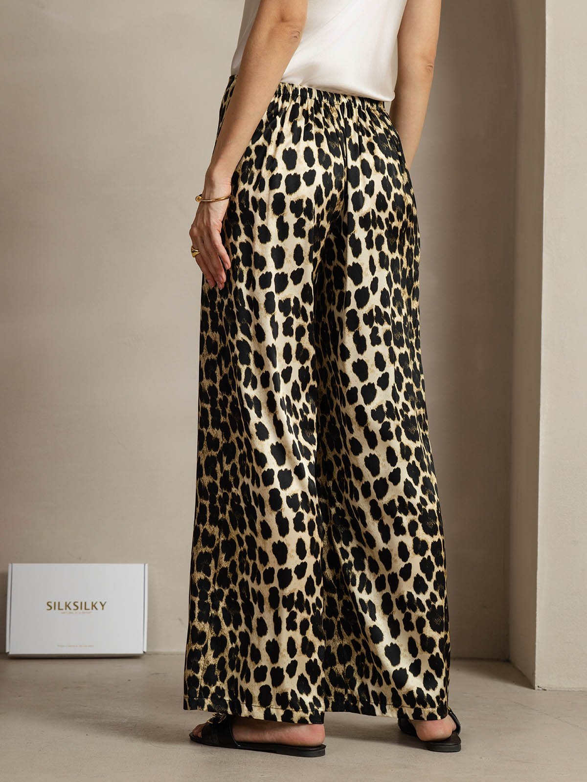 [Leopard] SilkSilky-DE 19Momme Seide Womens Pants 002