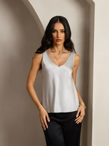 [Silber] SilkSilky-DE Sleeveless V Neck Cami Top 003