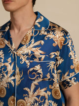 [Navy Drache] SilkSilky-DE Short Sleeve Notch-Kragen Herren Pyjamas 002
