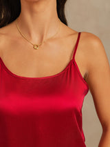 [Rotwein] SilkSilky-DE 19Momme Seide Ärmellos Camisole Set 004