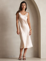 [Champagner] SilkSilky-DE Sleeveless Kleider 001