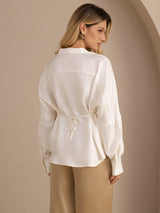[Weiß] SilkSilky-DE Long Sleeve Blouse 002